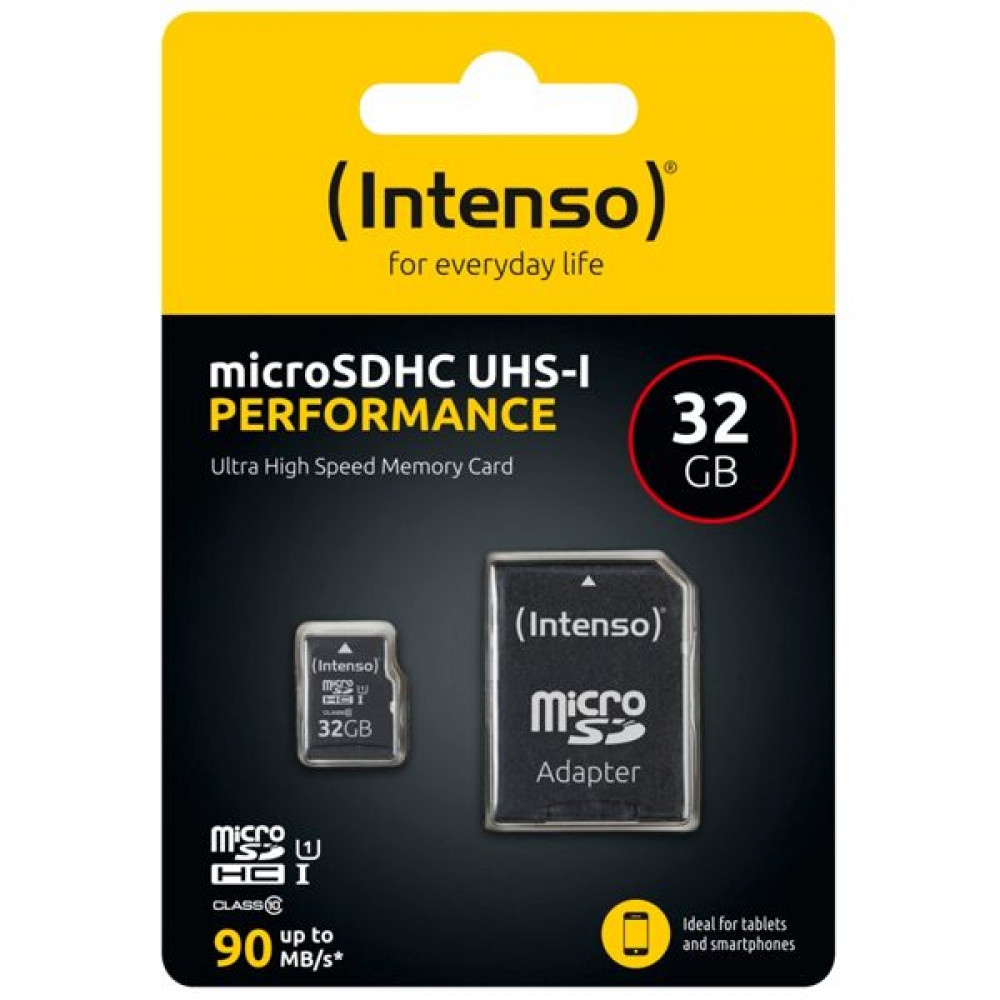 Intenso Performance R90 microSDHC 32GB Class 10 U1 UHS-I με αντάπτορα