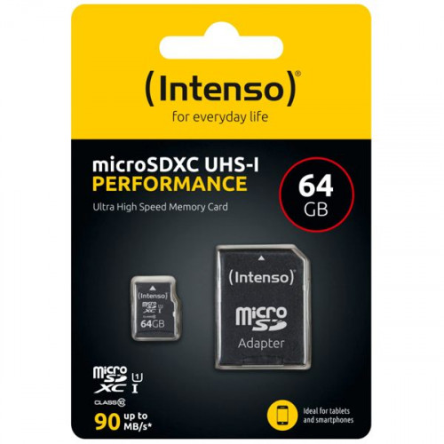 Intenso Performance R90 microSDXC 64GB Class 10 U1 UHS-I με αντάπτορα