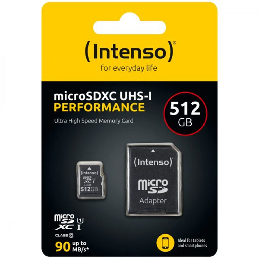 Intenso Performance microSDXC 512GB Class 10 U1 UHS-I με αντάπτορα