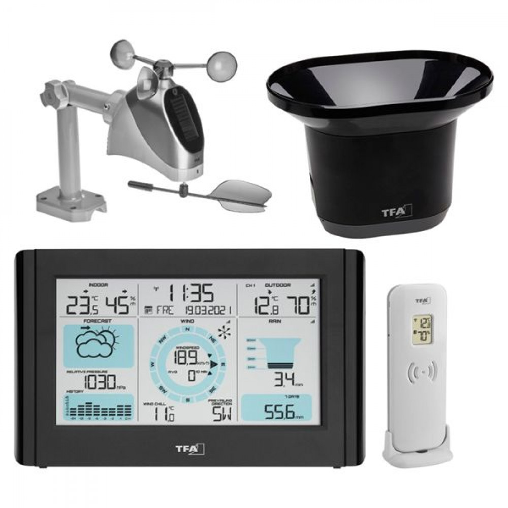 TFA Weather Pro 35.1161.01 Ασύρματος Μετεωρολογικός Σταθμός Ψηφιακός Επιτραπέζιος Μαύρος