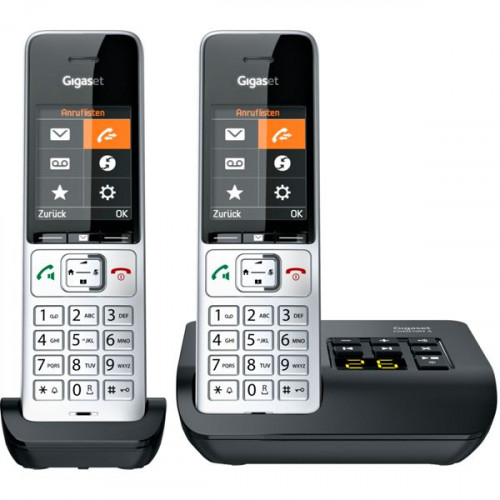 Gigaset COMFORT 500A Duo Ασύρματο Τηλέφωνο Duo με Aνοιχτή Aκρόαση Silver/Black
