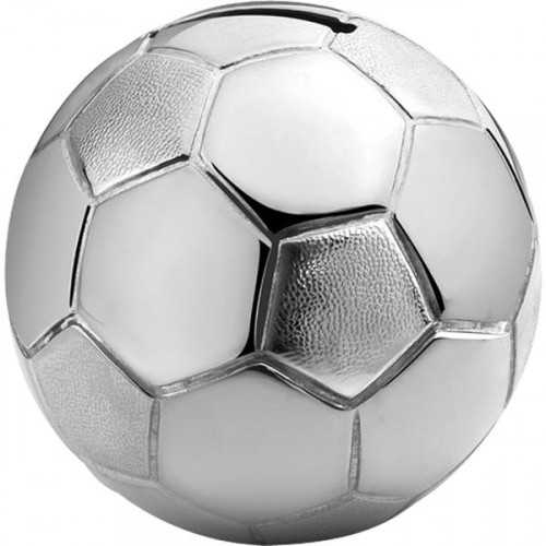 Κουμπαράς Μεταλλικός Football Ασημί 8.5x8.5x7.8cm