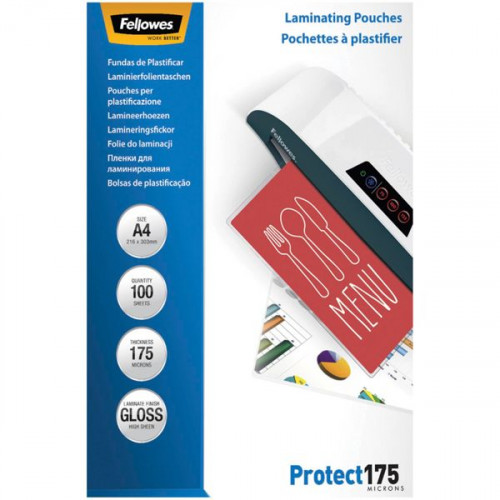 Fellowes A4 Glossy 175 Micron Φύλλα Πλαστικοποίησης 100 Τμχ.
