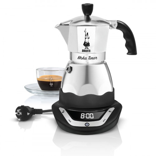 Bialetti Moka Timer Ηλεκτρικό Μπρίκι Espresso 3cups 365W Inox Ασημί