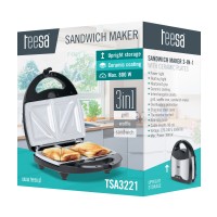 Teesa TSA3221 Τοστιέρα με Αποσπώμενες Πλάκες για 2 Τοστ 800W Μαύρη