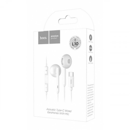 HOCO HANDSFREE L10 STEREO EARPHONES TYPE C CONNECTOR white