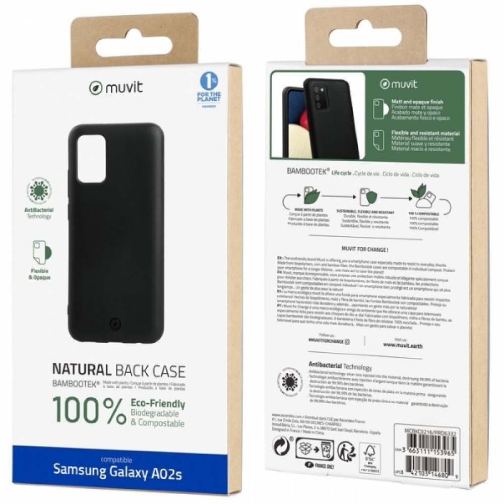 MUVIT BAMBOOTEK SAMSUNG A02S storm black backcover