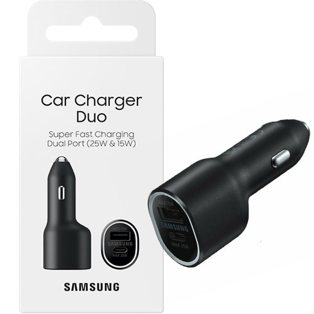 Samsung Φορτιστής Αυτοκινήτου Μαύρος με Θύρες 1xUSB 1xType-C