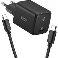 Spigen Φορτιστής GaN με Θύρα USB-C και Καλώδιο USB-C - USB-C 45W Power Delivery Μαύρος (ArcStation Essential)