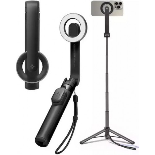 Spigen Selfie Stick (Mag Fit) S571W Τρίποδο Κινητού Bluetooth με Φωτισμό Μαύρο AMP07656