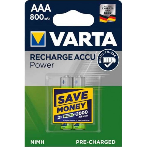 Varta Rechargeable Accu Επαναφορτιζόμενες Μπαταρίες AAA Ni-MH 800mAh 1.2V 2τμχ