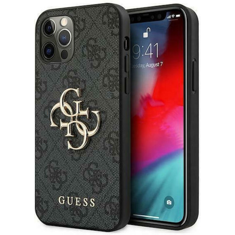 Guess PU 4G Metal Logo Case for iPhone 12 Pro Max Grey