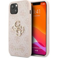 Guess Metal Logo Back Cover Υφασμάτινο / Σιλικόνης Ροζ (iPhone 13)