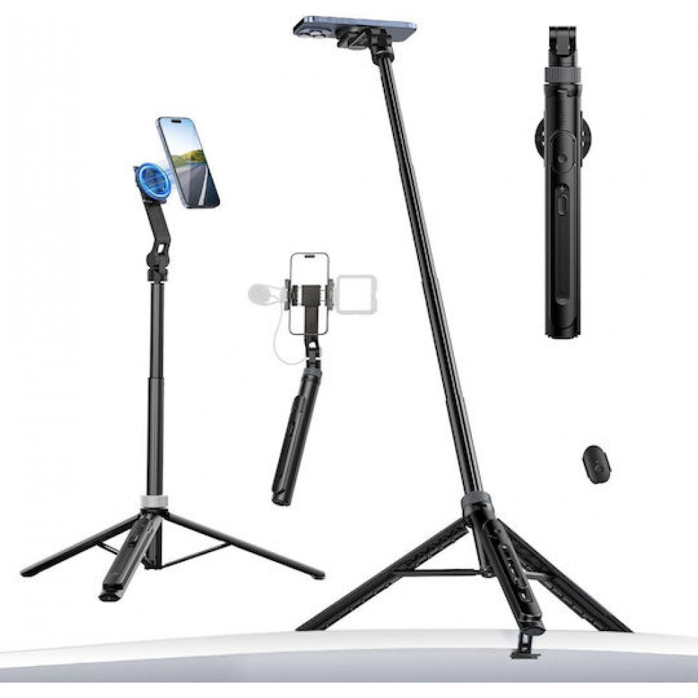 Selfie Stick Tripod 1.44m Magsafe Magnet Phone Smartphone + Remote Tt88 Black