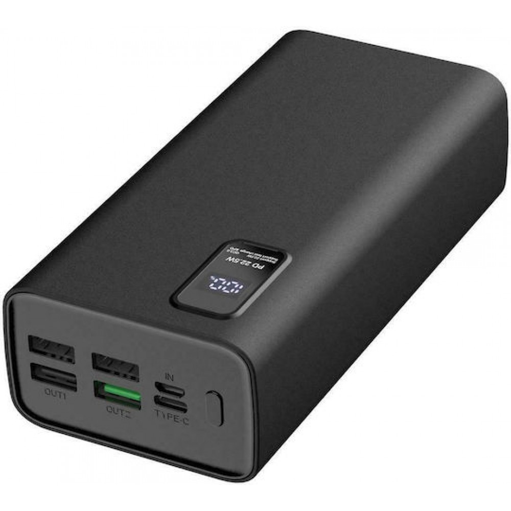 Platinet PL0415 Power Bank 30000mAh 22.5W με 4 Θύρες USB-A και Θύρα USB-C Power Delivery / Quick Charge Μαύρο