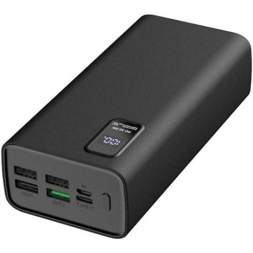 Platinet PL0415 Power Bank 30000mAh 22.5W με 4 Θύρες USB-A και Θύρα USB-C Power Delivery / Quick Charge Μαύρο