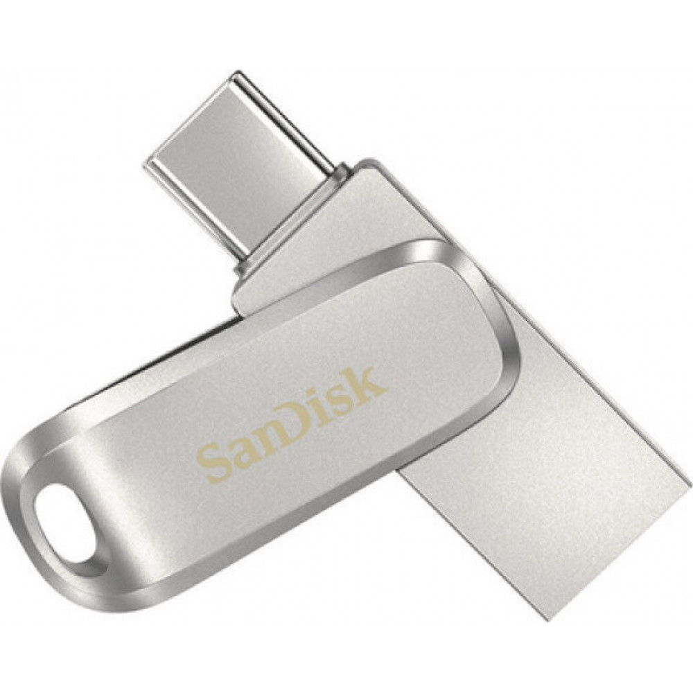 Sandisk Ultra Dual Drive Luxe 128GB USB 3.1 Stick με σύνδεση USB-C Ασημί