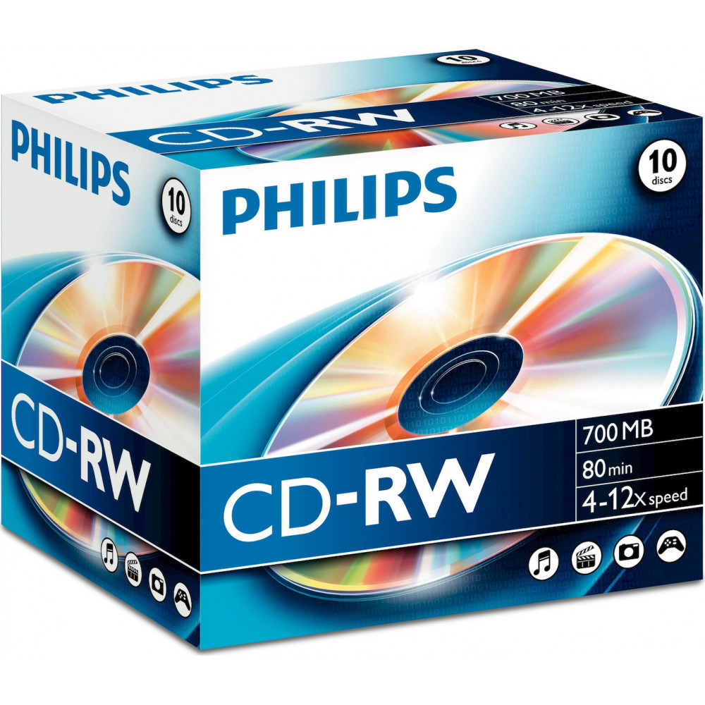 Philips CD-RW 80Min 700MB 4-12x JC 1x10