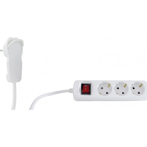 REV Multiple Socket 2m 3fold Flat Connector with switch white