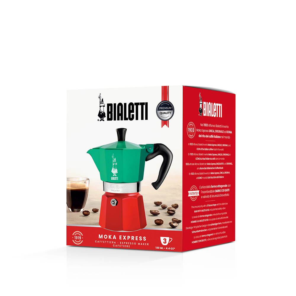 Bialetti Moka Express Tricolore Μπρίκι Espresso 3cups Πράσινο