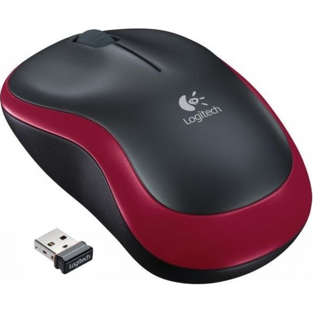 Logitech M185 Ασύρματο Mini Ποντίκι Black/Red