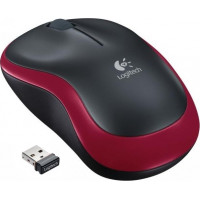 Logitech M185 Ασύρματο Mini Ποντίκι Black/Red