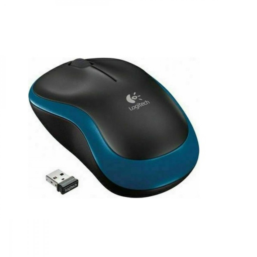 Logitech M185 Ασύρματο Mini Ποντίκι Black/Blue