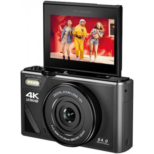 EasyPix V64 Flip Compact Φωτογραφική Μηχανή Μαύρη