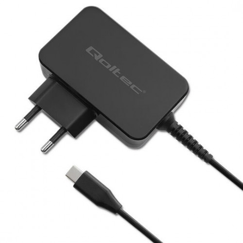 Qoltec Φορτιστής με Ενσωματωμένο Καλώδιο GaN USB-C 65W Μαύρος (Power Pro)