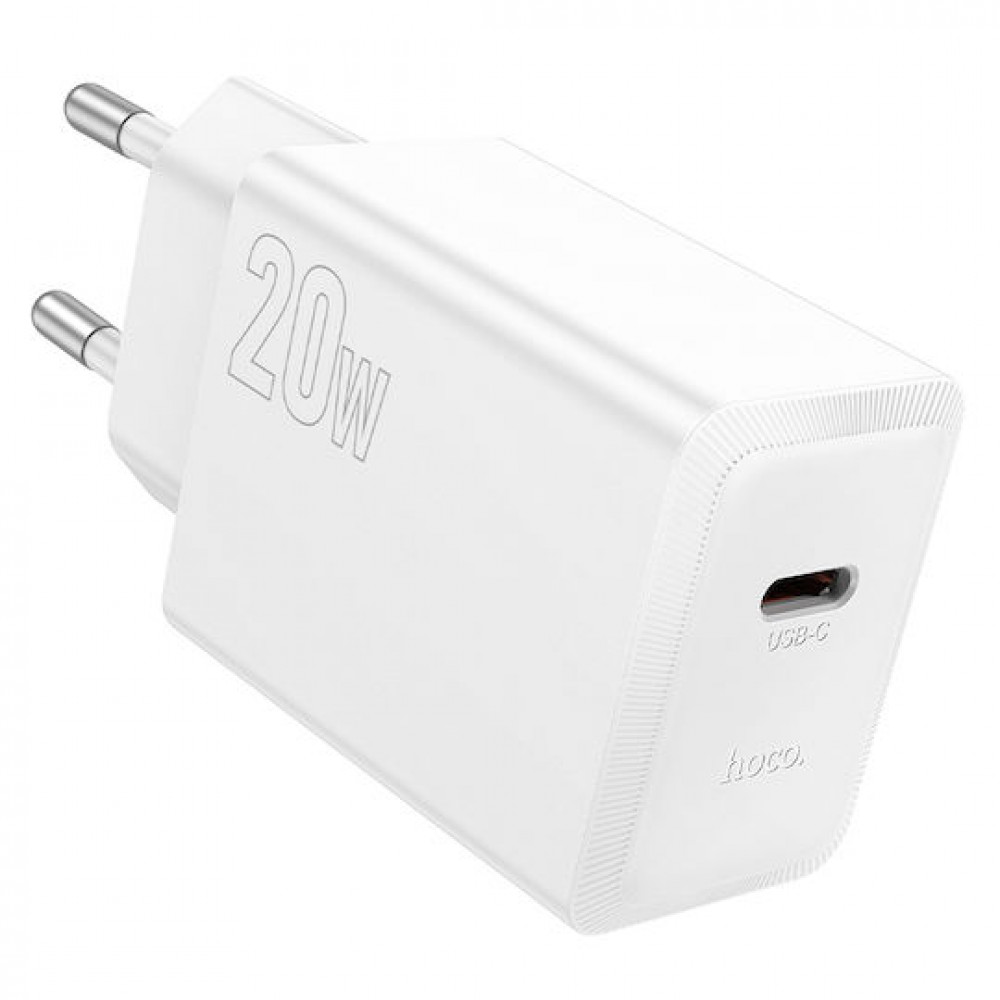 Φορτιστής Ταξιδίου Hoco N68 Nuevo με 1 Εξόδο Φόρτισης USB-C PD20W 5V 3.0A Λευκός