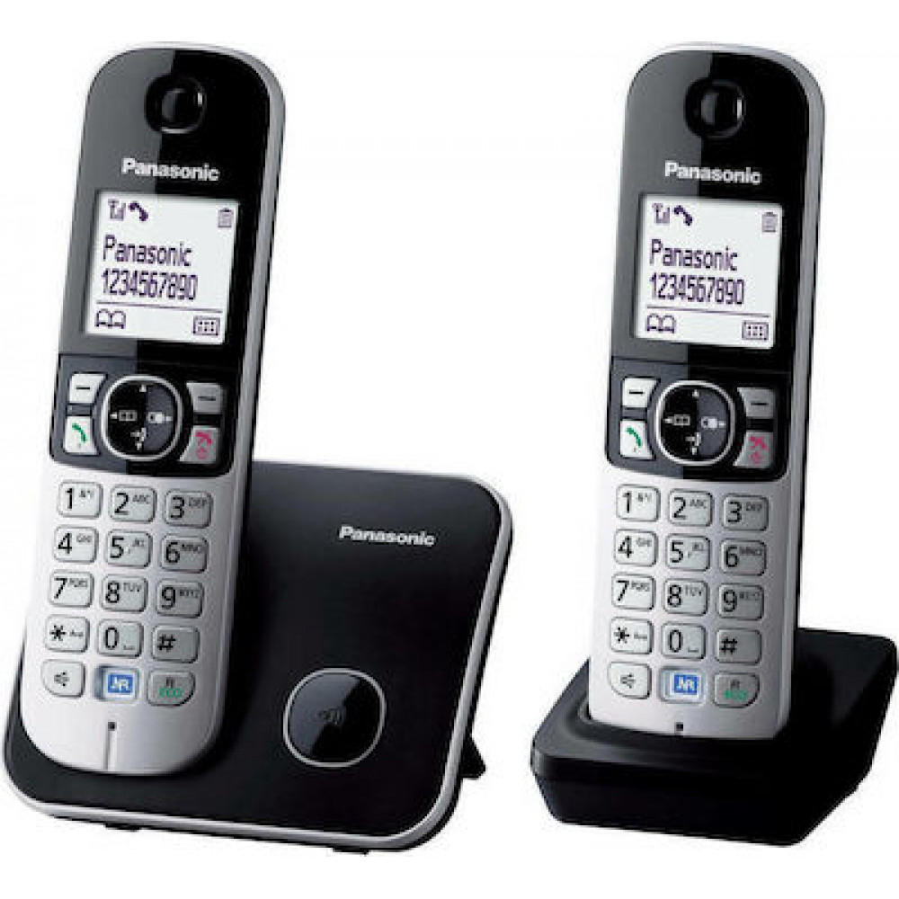 Panasonic KX-TG6812GB Duo Ασύρματο Ψηφιακό Τηλέφωνο Ασημί - Μαύρο με Λειτουργία Eco