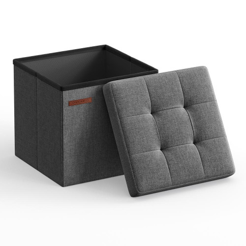 Songmics Αναδιπλούμενο Σκαμπό Αποθήκευσης - 30 x 30 x 30 - Σκούρο Γκρί (LSF028G01) (SNGLSF028G01)