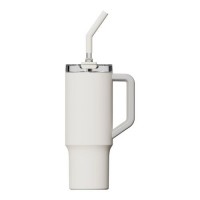 Xiaomi Thermo Mug Handled Tumbler Θερμός Πλαστικό 1lt White με Καλαμάκι και Λαβή