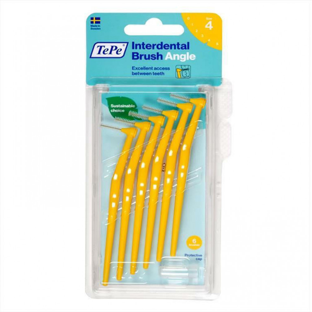 TePe Angle Μεσοδόντια Βουρτσάκια με Λαβή 0.7mm Κίτρινα 6τμχ