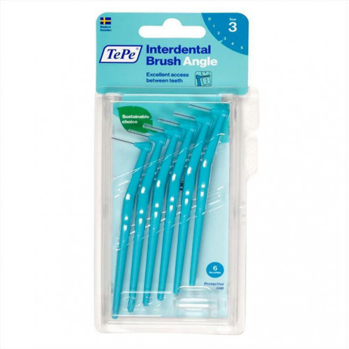 TePe Angle Μεσοδόντια Βουρτσάκια με Λαβή 0.6mm Μπλε 6τμχ