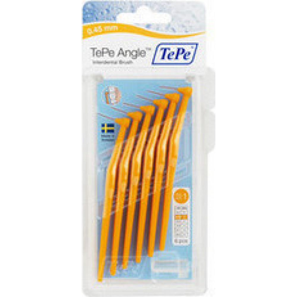 TePe Angle Μεσοδόντια Βουρτσάκια με Λαβή 0.45mm Πορτοκαλί 6τμχ