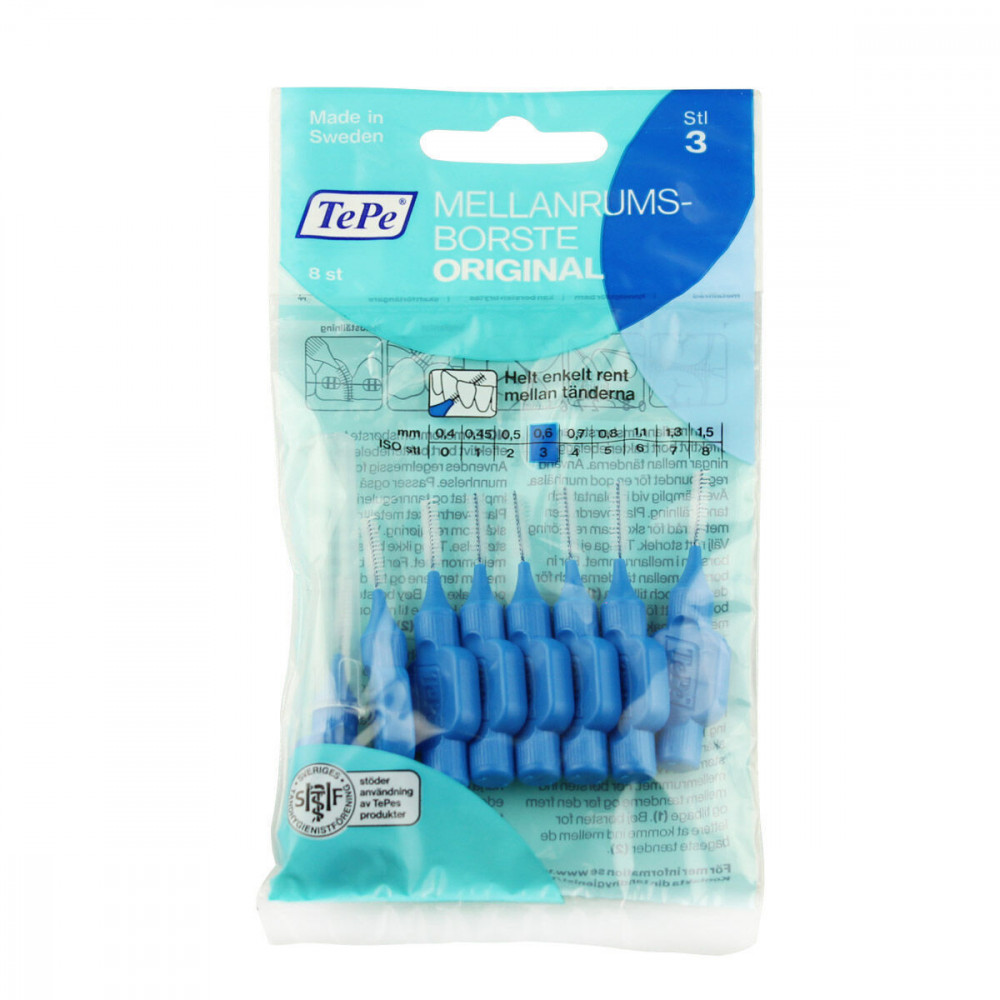 TePe Original Μεσοδόντια Βουρτσάκια 0.6mm Μπλε 8τμχ