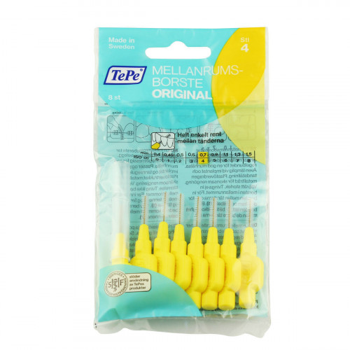 TePe Original Μεσοδόντια Βουρτσάκια 0.7mm Κίτρινα 8τμχ
