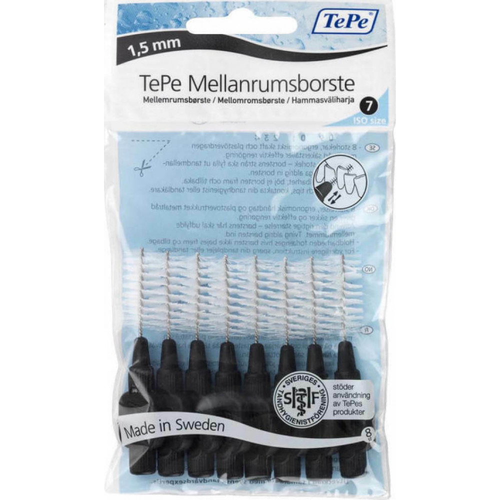 TePe Original Μεσοδόντια Βουρτσάκια 1.5mm Μαύρα 8τμχ
