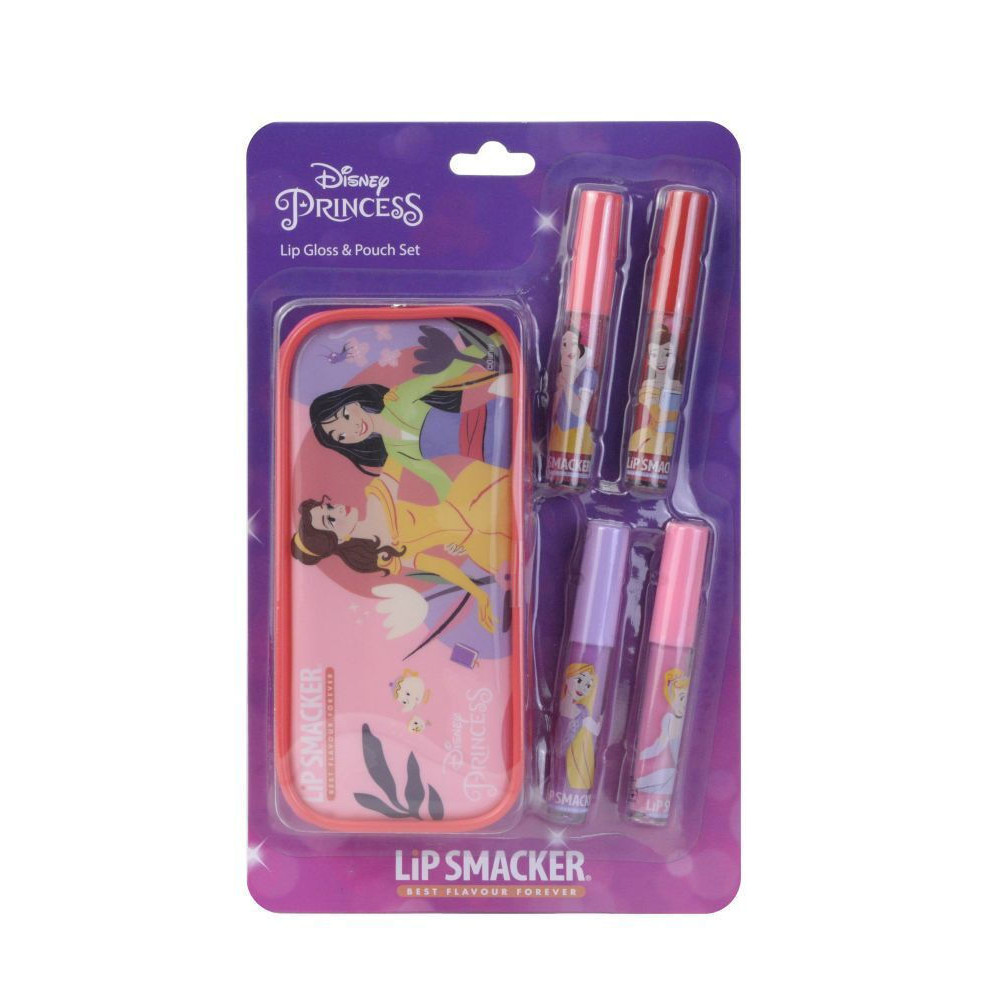 Disney Princess Lip Gloss & Pouch Set-Lip Shine 4 x 6 ml + Cosmetic Bag