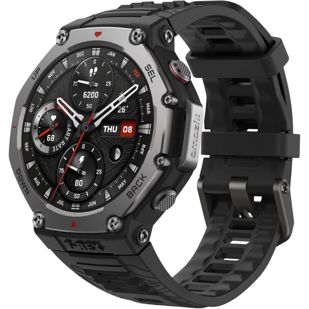 Amazfit T-Rex 3 Stainless Steel 48mm Αδιάβροχο Smartwatch με Παλμογράφο (Onyx)
