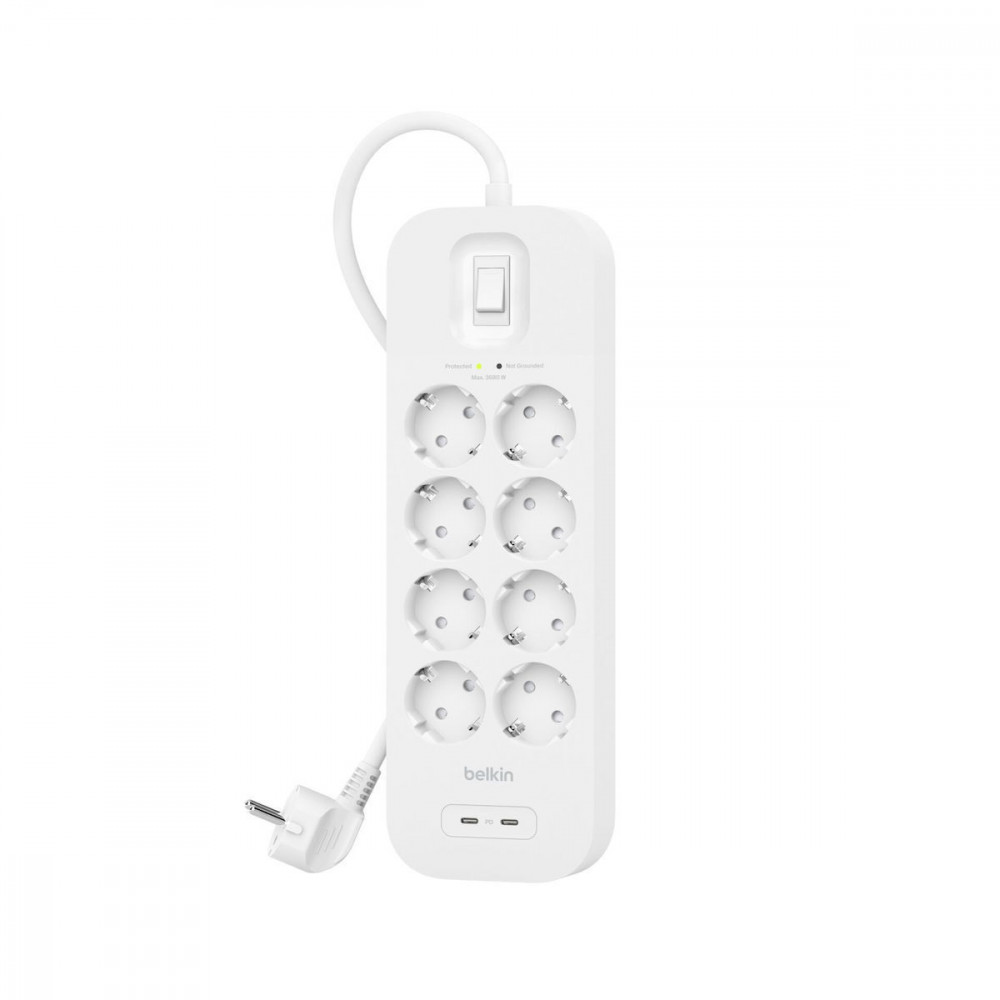 Belkin Steckdosenleiste 8-fach + 2xUSB-C,900J,30W,2m SRB004vf2MV2
