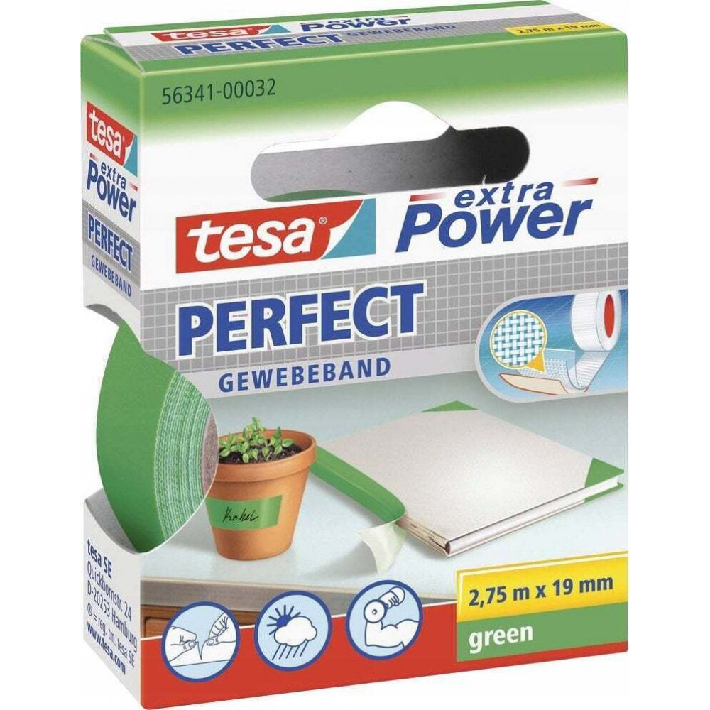 Tesa Gewebekleb. 2,75m x 19mm extra Power Green Perfekt 56341