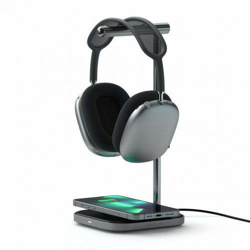 Satechi 2in1 Headphone Stand with Wireless Charger Space Gray