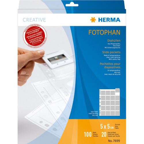 Herma Slide Pockets 5x5 100 sheets clear/matt 7699