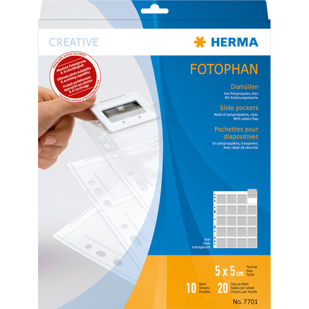 Herma Slide pockets 5x5 10 sheets clear 7701