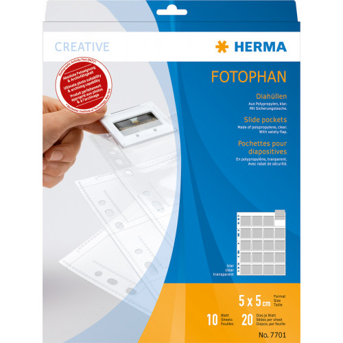Herma Slide pockets 5x5 10 sheets clear 7701