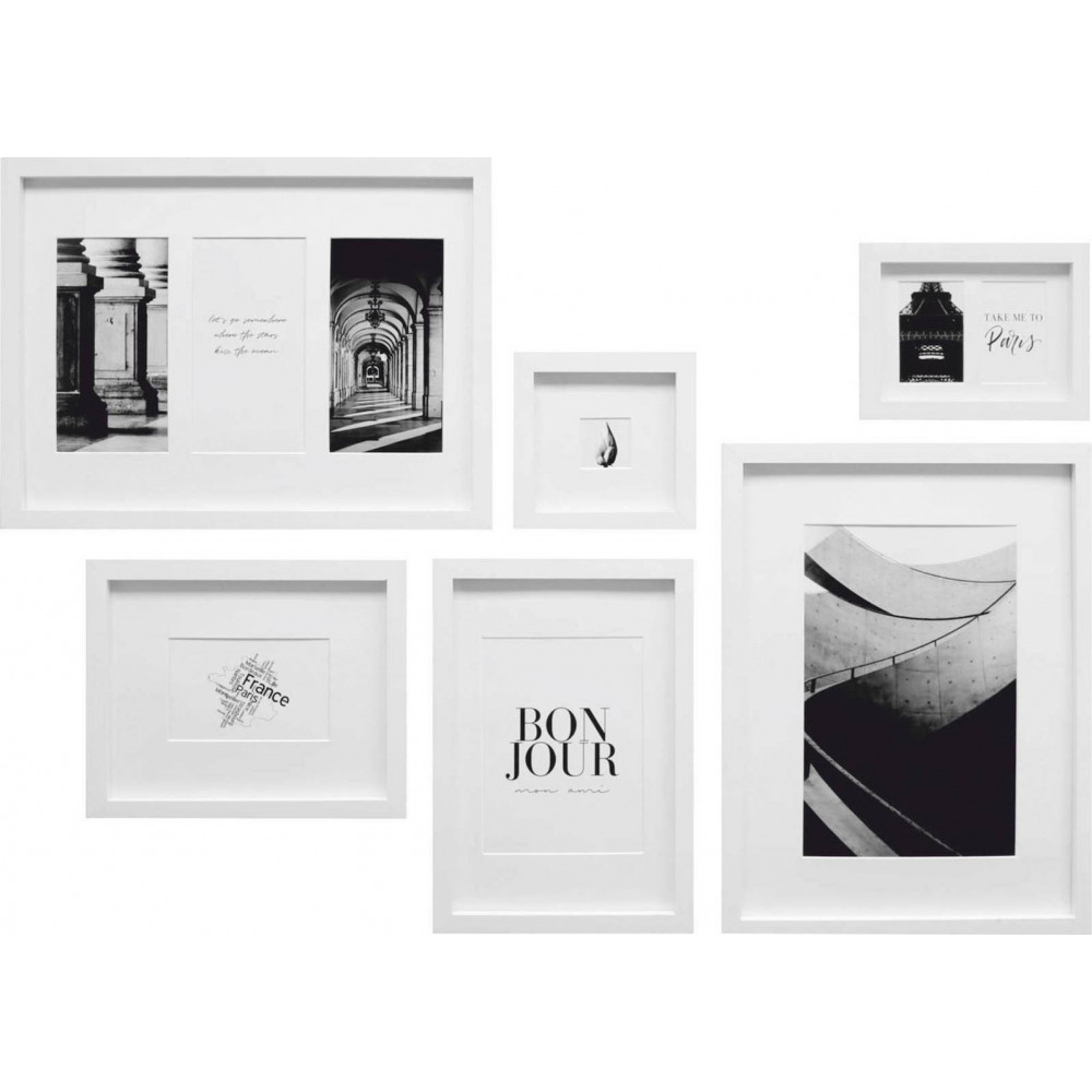 Deknudt S46YK1 WALL picture wall with 6 white wooden Frames