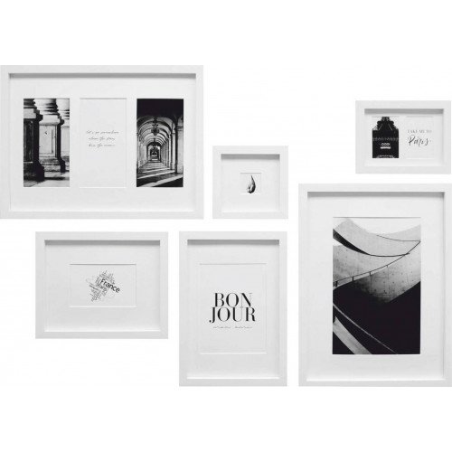 Deknudt S46YK1 WALL picture wall with 6 white wooden Frames