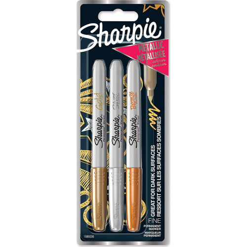 1x3 Sharpie Metallic Marker F Gold/Silver/Bronze